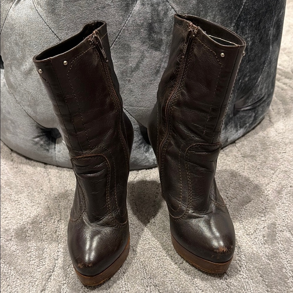 Elegant Brown Leather Ankle Boots